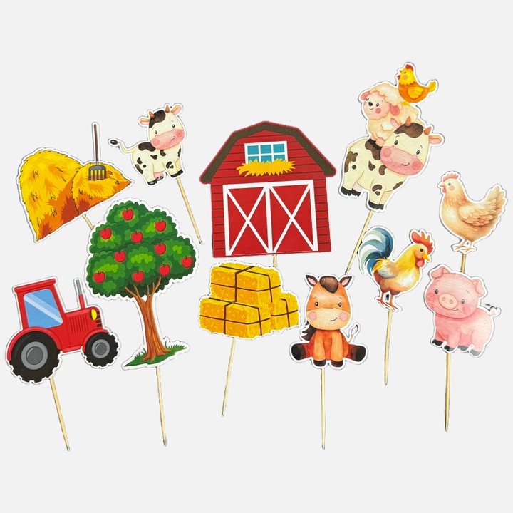 Set 11 decorațiuni tort Ferma Animale
