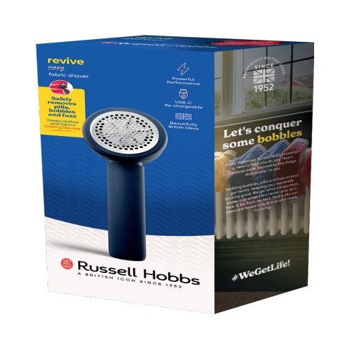 Aparat de curățat scame Russell Hobbs Revive, fără fir, design compact, alb