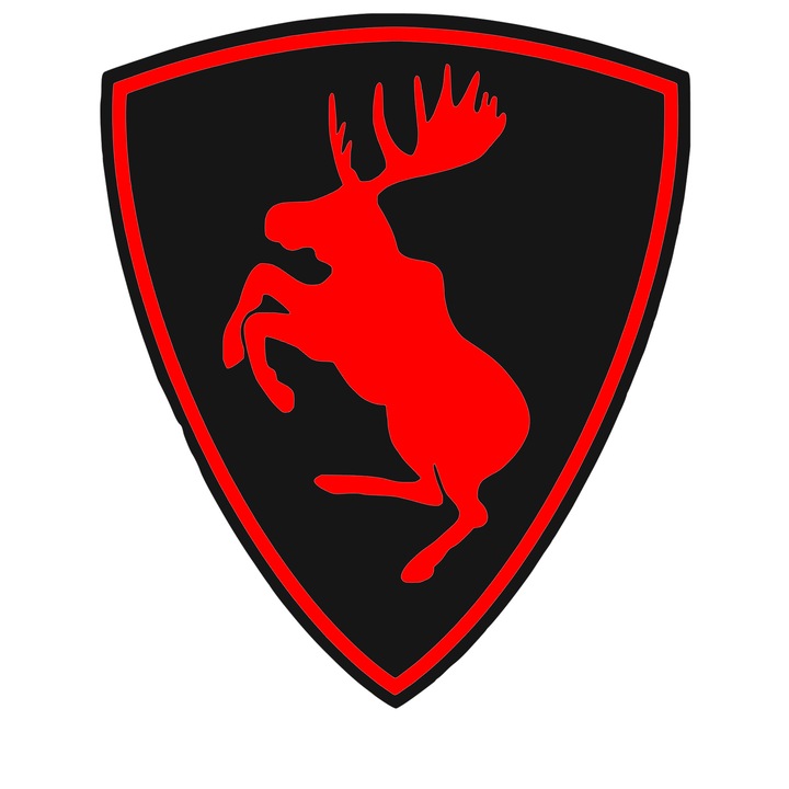 Sticker Volvo Moos 10 cm, negru cu rosu