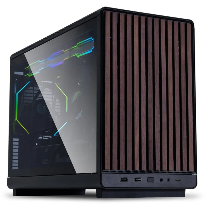 Компютърна кутия Lian Li DAN A3-mATX Wood Edition Black, Tempered Glass, Micro Tower GELI-973