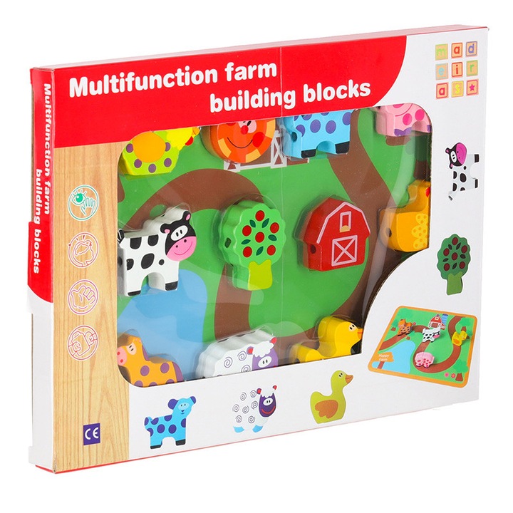 Set blocuri educationale Montessori, Artemis, 12 piese, 29x21cm, multicolor