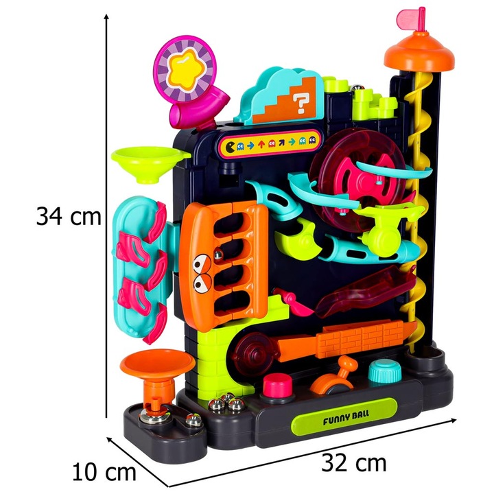 Pista cu Bile Labirint Artemis, joc de indemanare, 6 bile, 32x34x10cm