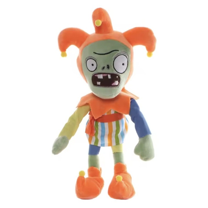 Jucarie din plus pentru copii, Jester Zombie, Plants vs Zombies, portocaliu, 25 cm