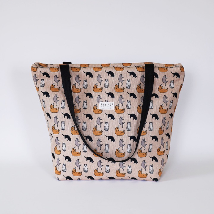 Geanta dama, multicolor, cu imprimeu, 45cm x 35cm x 18cm