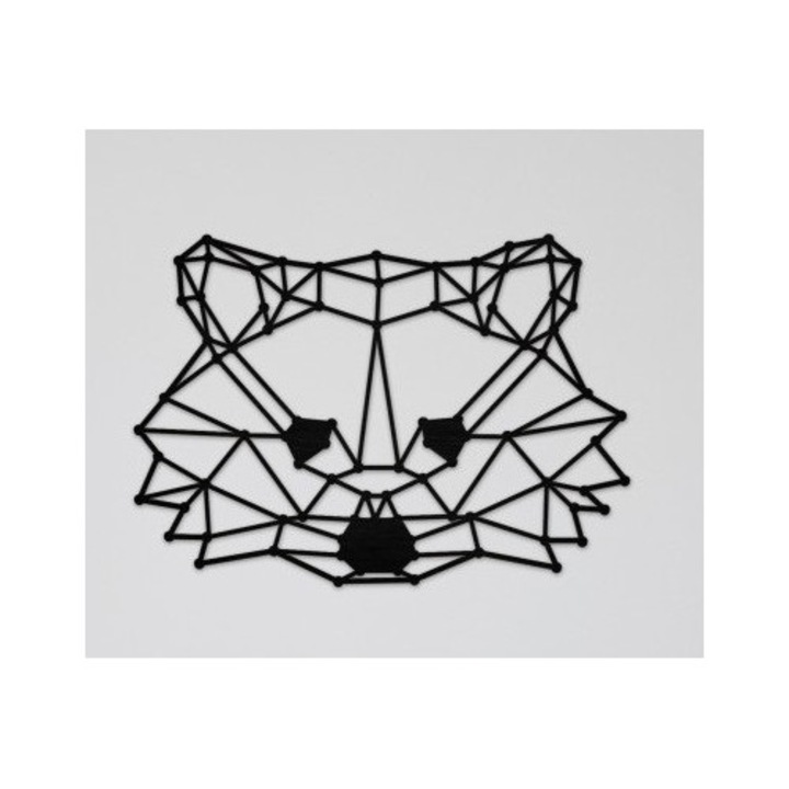 Decoratiune de perete, Urs geometric, negru mat, 30x21cm