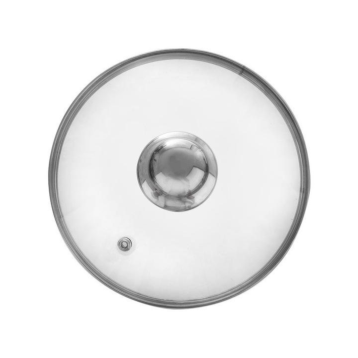 Capac Din Sticla, Orion, 16x1.5 cm, Sticla, Rezistent La Temperaturi De Pana La 200°C, Are Ventil, Maner Confortabil, Transparent