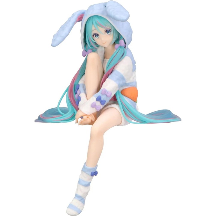 PVC фигурка Hatsune Miku Noodle Stopper - Hatsune Miku Rabbit Ear Hood Pajama Blue Color Ver 14 cm