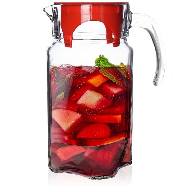 Стъклена кана с капак, 1,75л, прозрачна, 23,5x12см