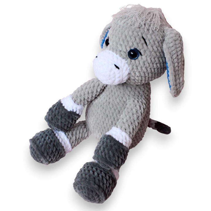 Jucarie Magarus crosetat din fir de plus, Mirinka, realizata manual, 40 cm