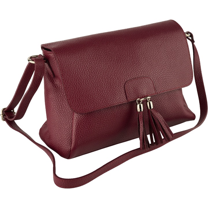 Geanta Serena, din piele 100% naturala bordo