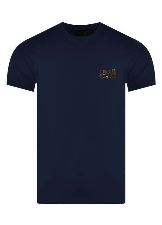 Férfi póló, Cavalli, D001061-B001, sötétkék, pamut anyag