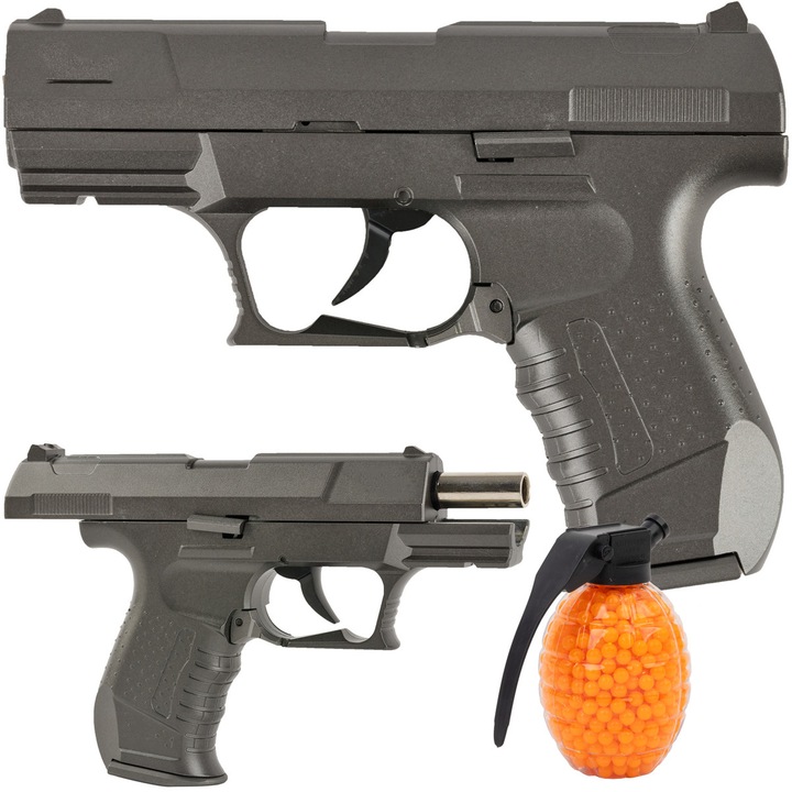 Pistol metalic, Asgard, cu bile de 6 mm, imitatie replica MPK-S4D + 800 bile