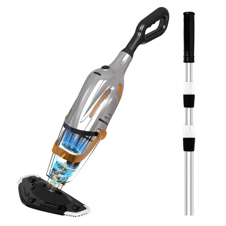 Aspirator Piscina PoolyPoly, 2025, Fara Fir, Autonomie 80 min, Argintiu, 79,5 cm