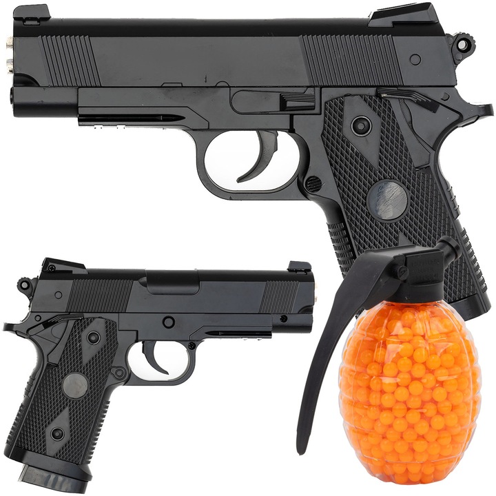 Pistol metalic, Asgard, pentru bile de plastic de 6 mm imitatie MPK-C9 + 800 Bile