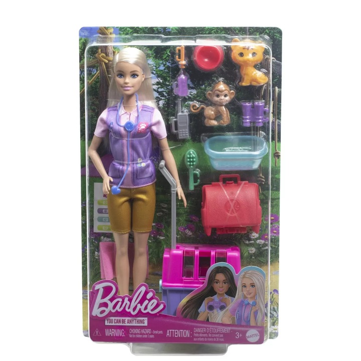 Barbie you can be set papusa cu doua animalute din jungla