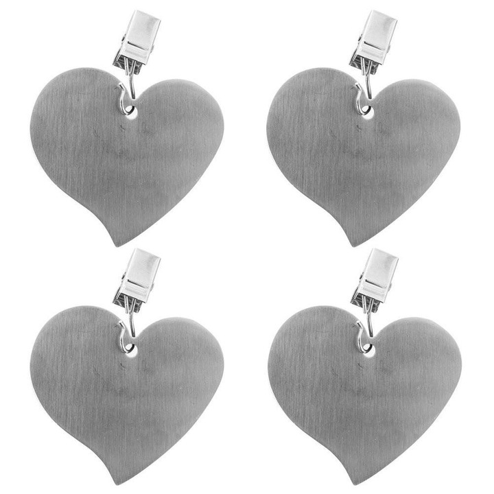 Комплект от 4 щипки за покривки Artemis, неръждаема стомана, 6x6 см, сребристистилен, сребристит сребристър, сребърни