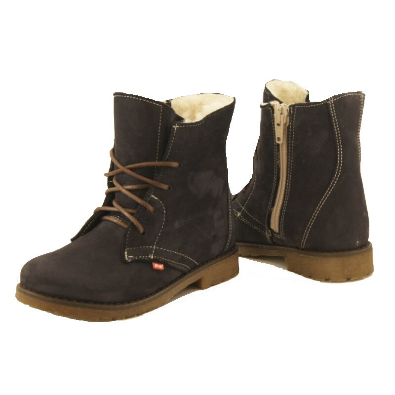 Cizme din piele pentru baietei Emel E 2515-4, Maro