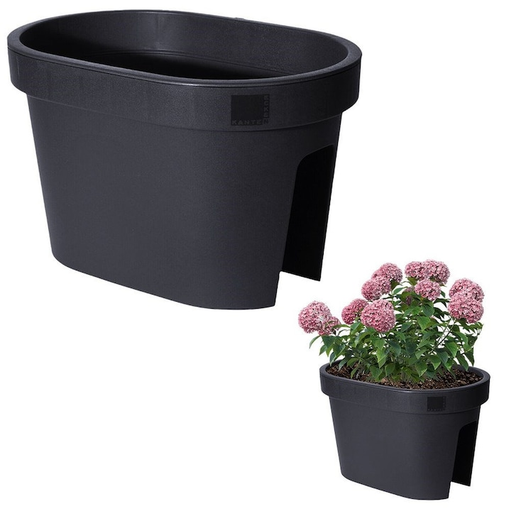 Ghiveci balcon, Artemis, 39,5x26,5x24cm, negru, rezistent la intemperii