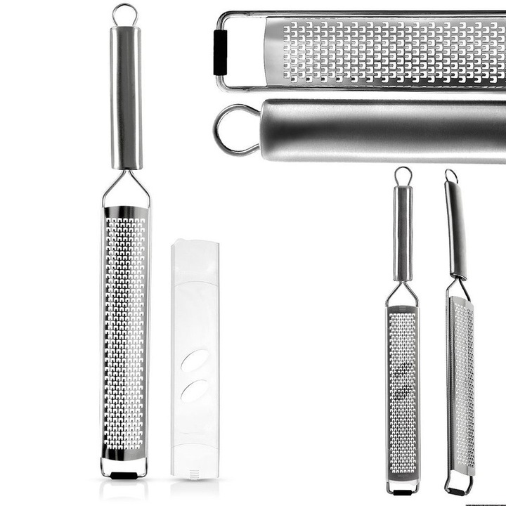 Razatoare plata din otel inoxidabil Artemis, 38x4cm, cu maner lung, set cu etui protector