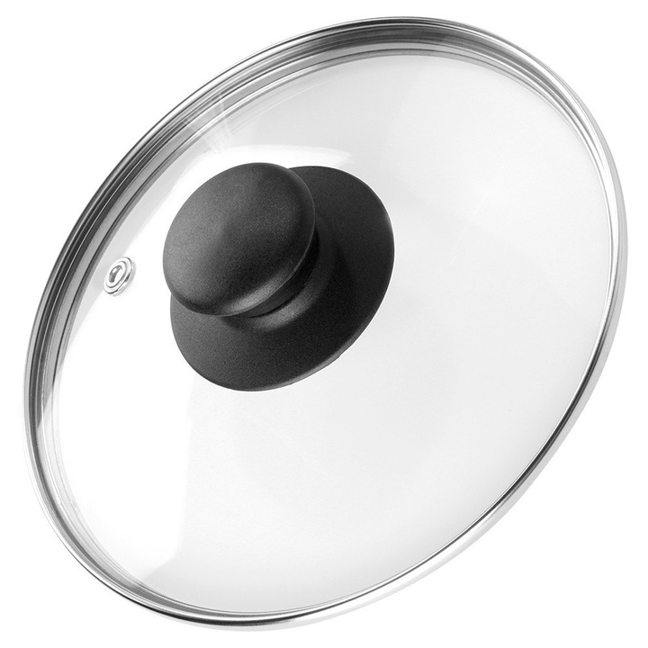 Capac universal din sticla, Artemis, 16 cm, transparent, cu maner, rezistent la temperaturi de pana la +200C