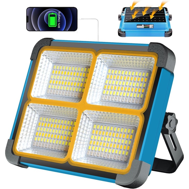 Proiector LED reincarcabil 100W, 10000mAh, 288 LED, 5 moduri de iluminare, impermeabil, portabil