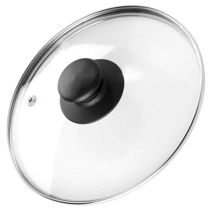 Capac universal din sticla, Artemis, 18 cm, transparent, cu maner, rezistent la temperaturi de pana la +200C