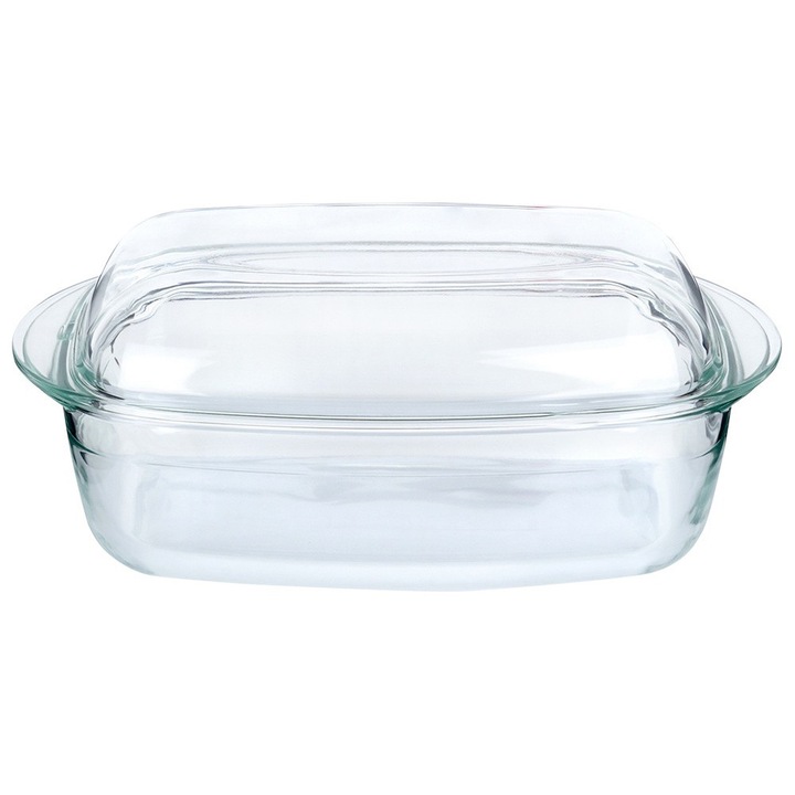 Artemis hőálló edény üvegfedővel, 4,5L, 32,5x19,5x13cm, átlátszó