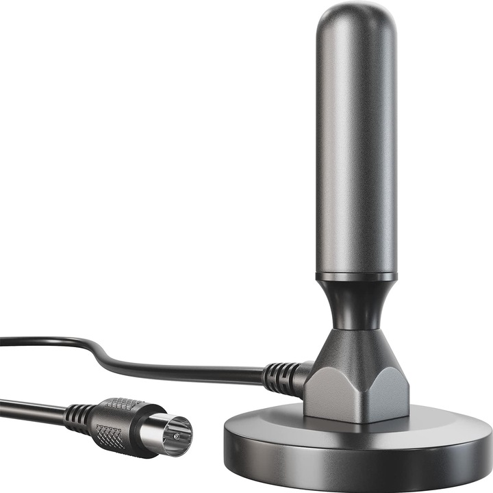 Antena DVB-T2 HD/DVB-T TNT, baza magnetica stabila, cablu 3m, set