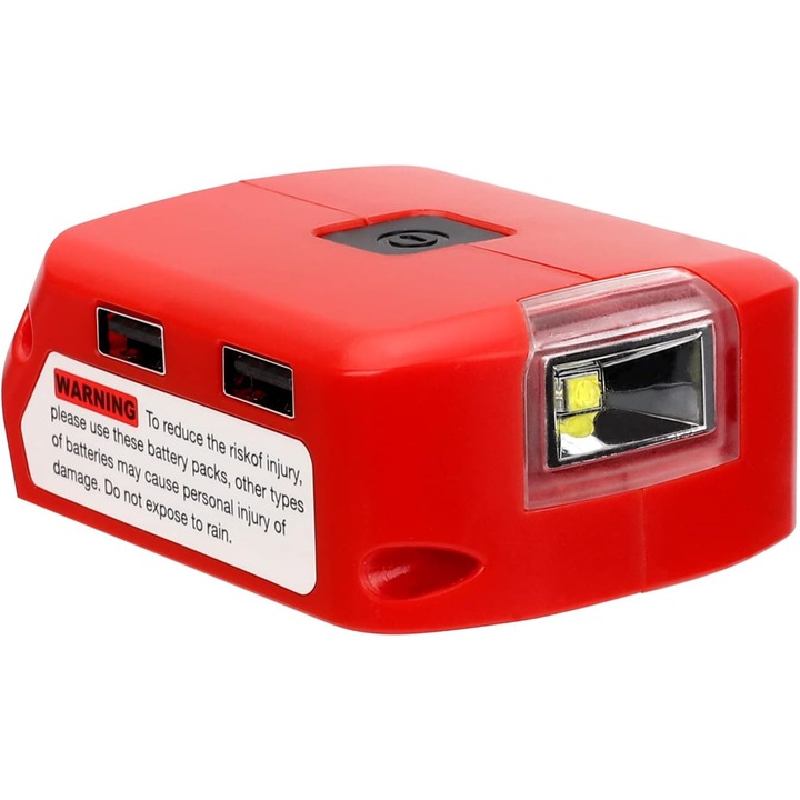 Lanterna de lucru cu port USB, 140lm, 12V DC, set de incarcare duala pentru baterii litiu 14.4V-20V