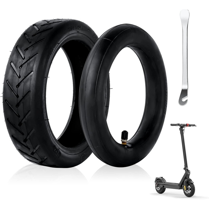 Set 1/2 anvelopa exterioara si camera de aer 8.5 inch, cauciuc durabil, pentru trotinete electrice