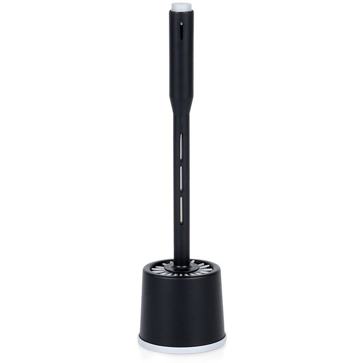 WC kefe folyékony adagolóval, Artemis, 40cm, fekete, szilikon