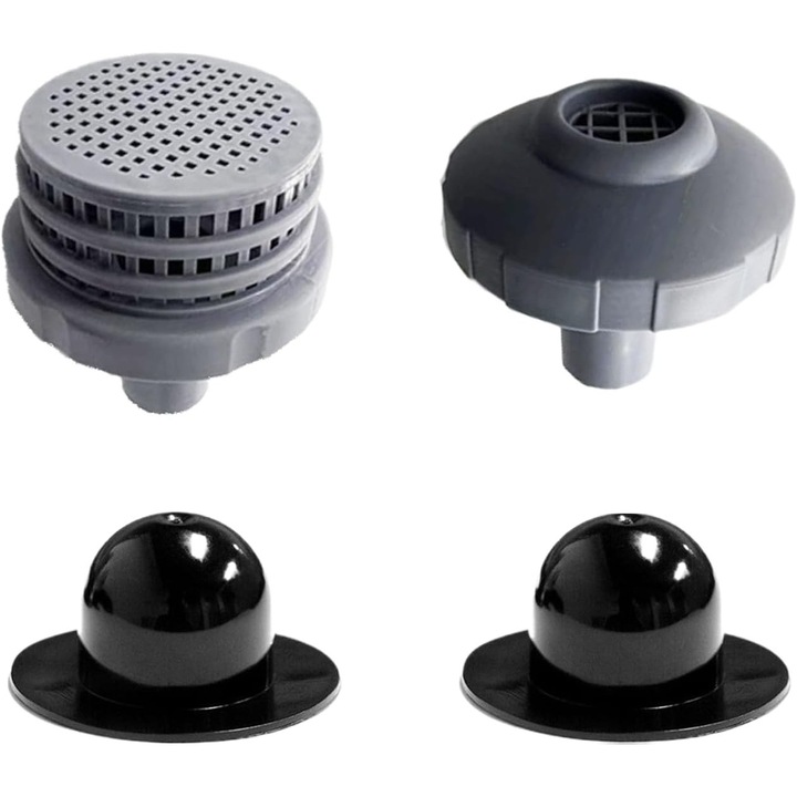 Duza de aspiratie pentru piscina, piesa de schimb din PP rezistent, cu sita filtranta si racord rapid, gri/negru, 4 bucati