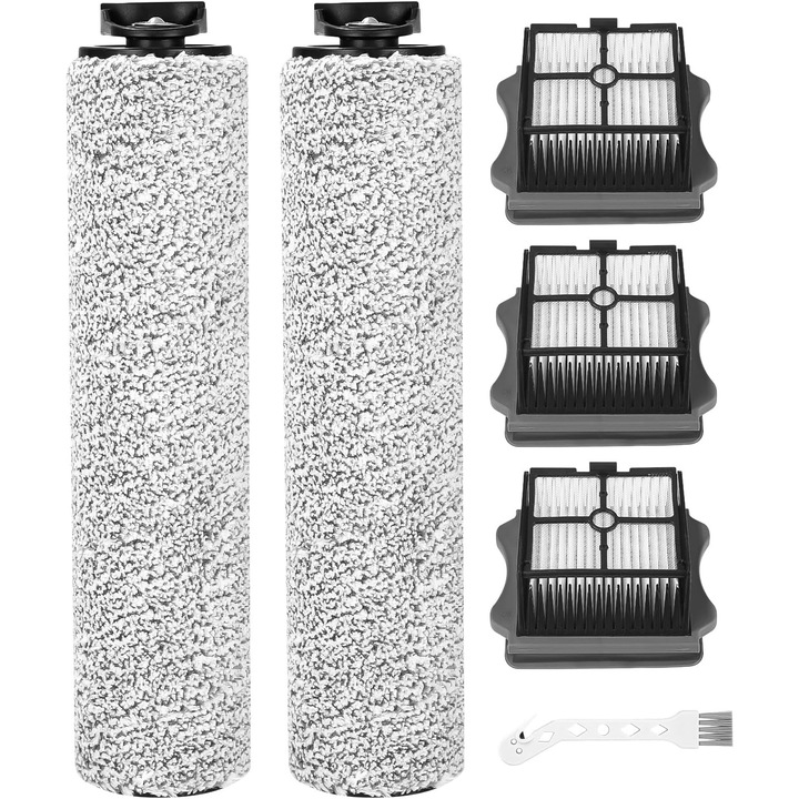 6 bucati de perie rotativa si filtru de schimb pentru Tineco iFloor 3/Floor One S3, accesorii pentru aspiratoare umede si uscate (3 filtre, 2 role de perie, 1 perie de curatare)