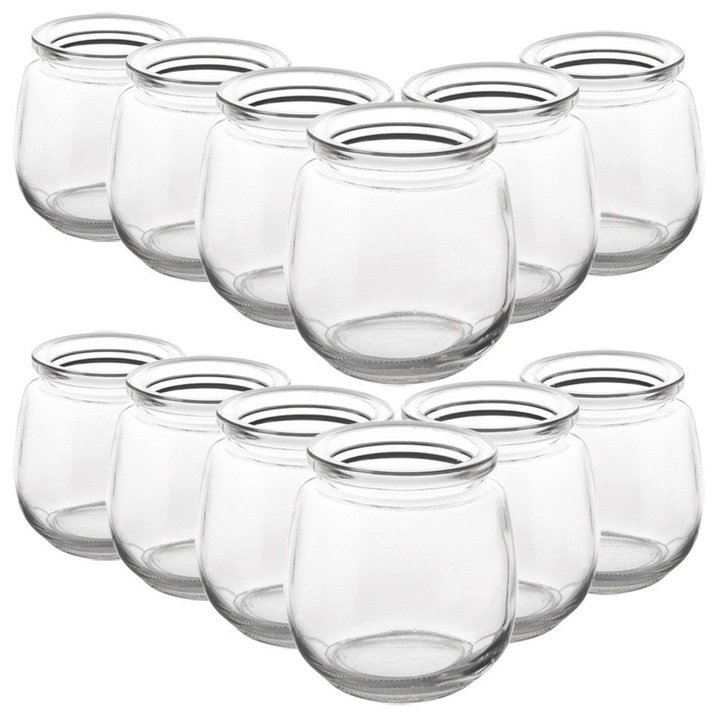 Set 12 Borcanase din Sticla, Artemis, 130ml, Transparent, 6,5x6,5cm