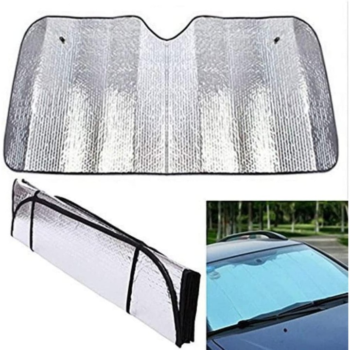 Set 2 parasolare auto, protectie UV, 130x60 cm, alb