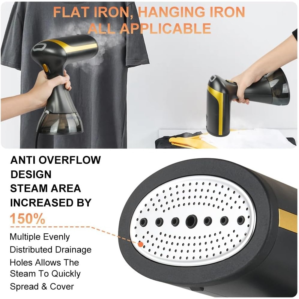 Fier de calcat cu abur, negru, 1500W, capacitate rezervor 350ml, design portabil