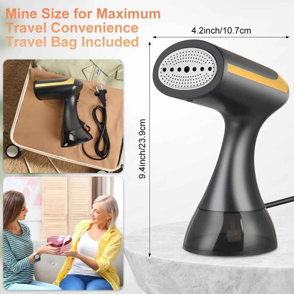 Fier de calcat cu abur, negru, 1500W, capacitate rezervor 350ml, design portabil