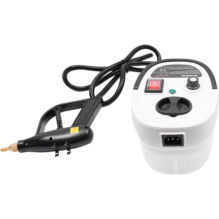 Curatator cu aburi portabil/aparat de curatat cu aburi, 2500W, 3 bar, 6 trepte reglabile, rezervor 1.2L, accesorii incluse (furtun 2.2m, perii, tija de extensie), Alb/Negru, 1 buc