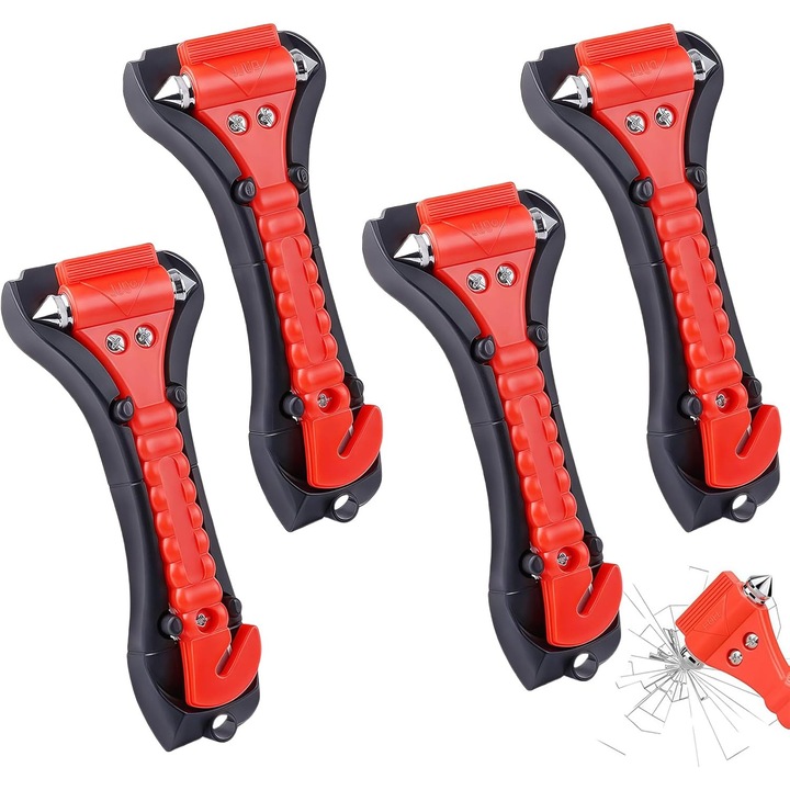 Set 4 ciocane de urgenta dublu capat, portocaliu, 7x19cm