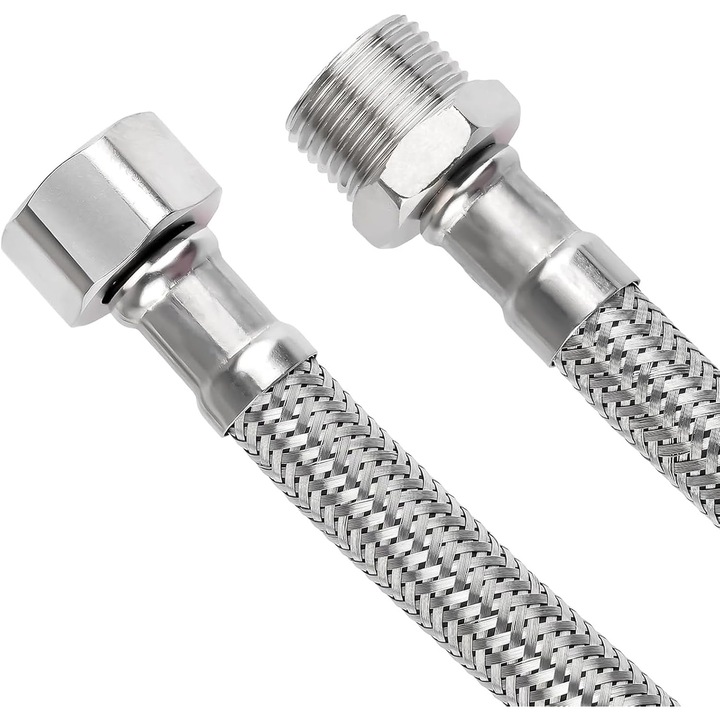 2 db flexibil tömlő készlet, 20cm, 3/8" x 3/8", rozsdamentes acél tömlő, csaptelephez és bojlerhez