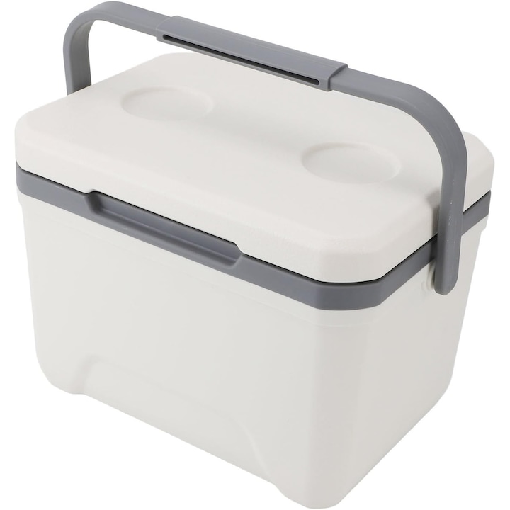 Frigider auto portabil electric, racitor auto cu compresor, usor, izolatie din spuma PU, alb/gri, 6L