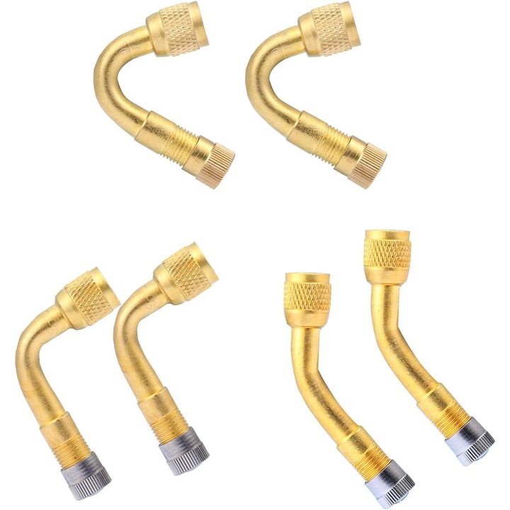 Set 6 adaptoare valve unghi 45 90 135 grade cupru nichelat