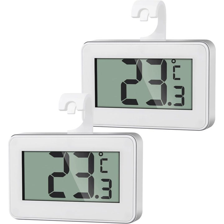 Termometru digital frigider congelator mini, impermeabil, multifunctional, alb, 6x4cm