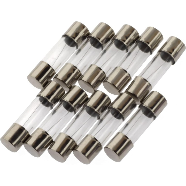 10 darabos készlet, üveg biztosíték (lassú kioldású), 2A 250VAC, 5x20mm, átlátszó