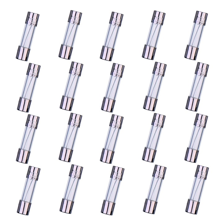 Set 100 bucati, Sigurante fuzibile F15AL250V 5x20 mm, 15 A 250 V, din sticla si capete metalice, Transparent, 100 x 1 buc