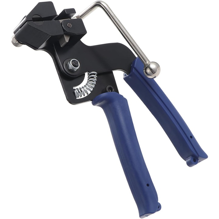 Pistol pentru coliere metalice, unealta de tensionare si taiere automata, reglabil pentru coliere inox ≤12 mm, grosime ≤0.4 mm, maner ergonomic, albastru/negru