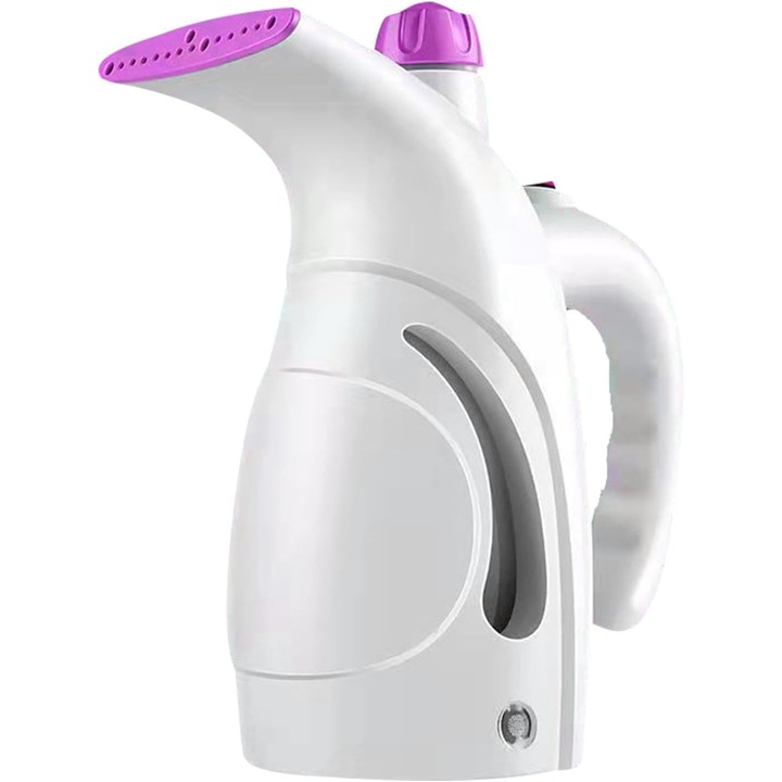 Fier de calcat cu aburi portabil, steamer pentru calatorii si uz casnic, incalzire rapida, compact si usor, Alb/Mov