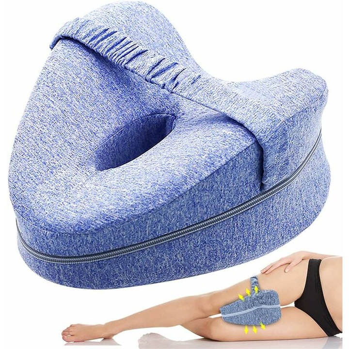 Perna pentru genunchi cu dormit lateral, perne pentru ridicarea picioarelor, perna pentru genunchi pentru dormit, perna ortopedica din spuma cu memorie pentru picioare (25 * 23 * 13 cm)