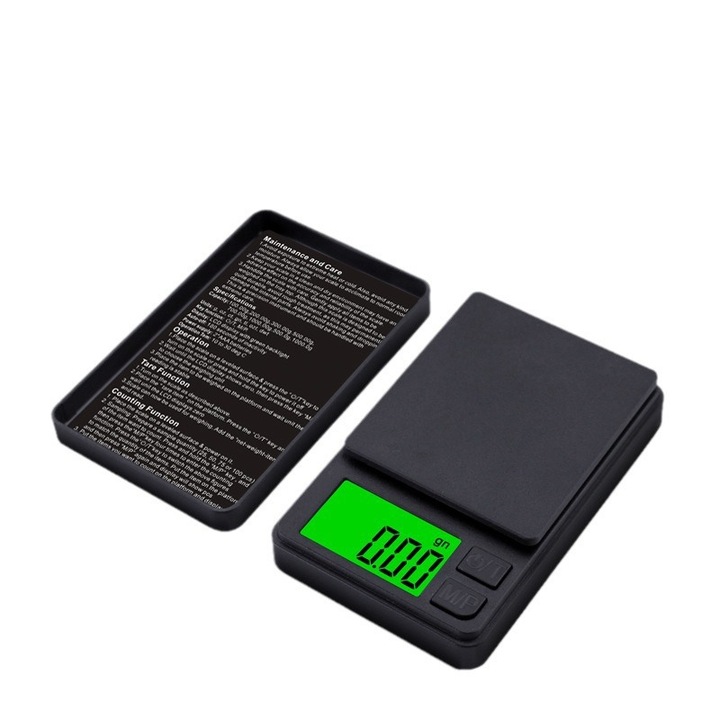 Digitális zsebmérleg 1000g x 0.01g, hordozható precíziós ékszer mérleg védőtokkal, tára funkció 7 egységgel, élelmiszerekhez, konyhához, kávézóhoz, elemmel együtt