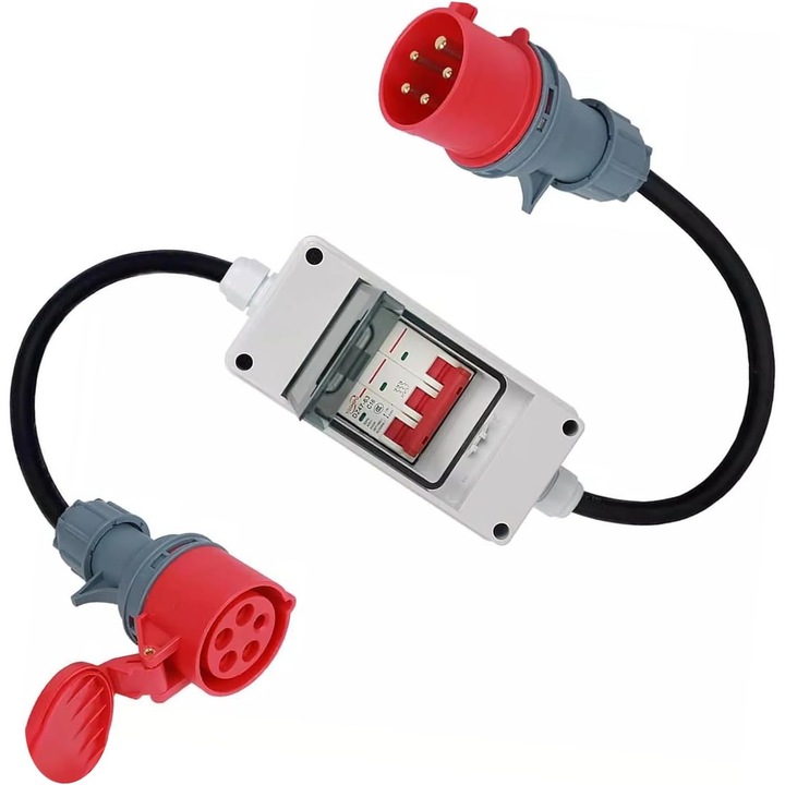 Adaptor CEE 32A la 16A, cablu de inalta curent, 0.5m, 3-faze 400V cu intrerupator, certificat IP44
